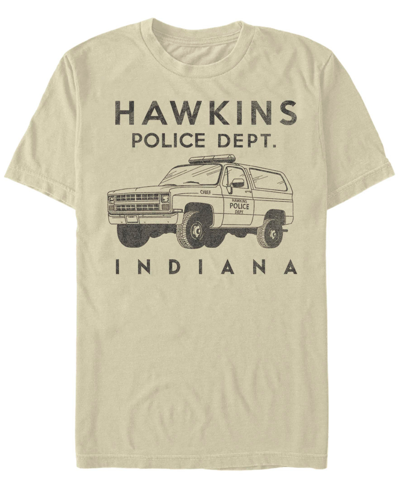 Fifth Sun Stranger Things Men's Hawkins Police Dept Indiana Short Sleeve T-shirt In Natural