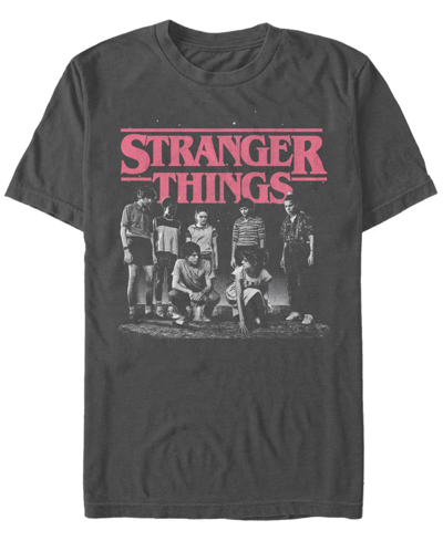 Fifth Sun Stranger Things Men's Faded Cast Poster Short Sleeve T-shirt In Charcoal