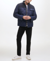 Cole Haan Men's Mixed Media Diamond Quilt With Faux Sherpa Lining Coat In Blue