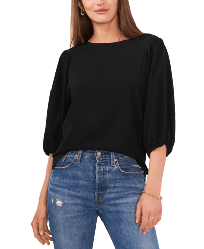 Vince Camuto Long Sleeve Extend Shoulder Sweater In Rich Black