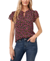 Shop Cece Women's Flutter Sleeve Bella Ditsy Yoryu Blouse In Black