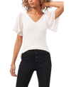 1.STATE WOMEN'S FLUTTER SHORT SLEEVE V-NECK KNIT TOP