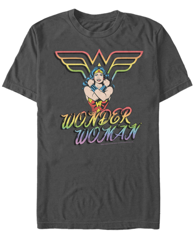 Fifth Sun Men's Wonder Woman Diana Rainbow Short Sleeve T-shirt In Charcoal