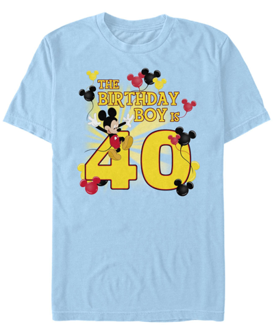 Fifth Sun Men's Mickey Birthday 40 Short Sleeve Crew T-shirt In Light Blue