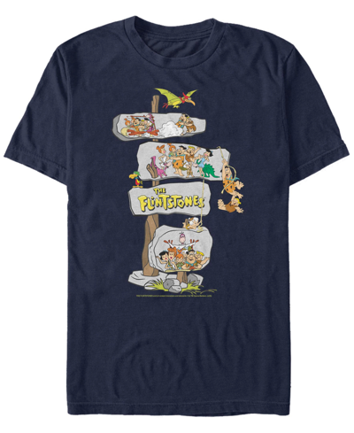 Fifth Sun Men's The Flintstones Box Up Stones Short Sleeve T-shirt In Navy