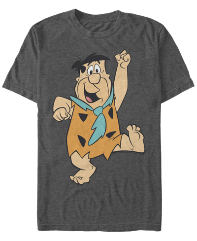 Fifth Sun Men's The Flintstones Big Solo Fred Short Sleeve T-shirt In Charcoal Heather