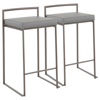 Lumisource Fuji Stackable Barstool Set Of 2 In Gray