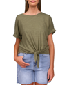 Sanctuary All Day Tie-hem Cuffed T-shirt In Green