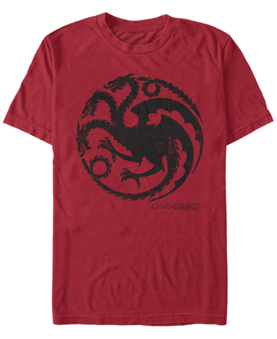 Fifth Sun Men's Game Of Thrones Targaryen Dragon Short Sleeve T-shirt In Cardinal