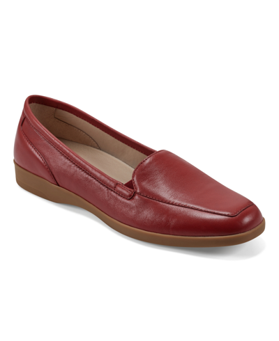 Easy Spirit Women's Devitt Square Toe Slip-on Casual Flats Women's Shoes In Red Leather