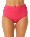 Anne Cole Live In Color Convertible High Waist Shirred Swim Bottom In Pink