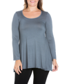 24seven Comfort Apparel Women's Plus Size Poised Swing Tunic Top In Gray