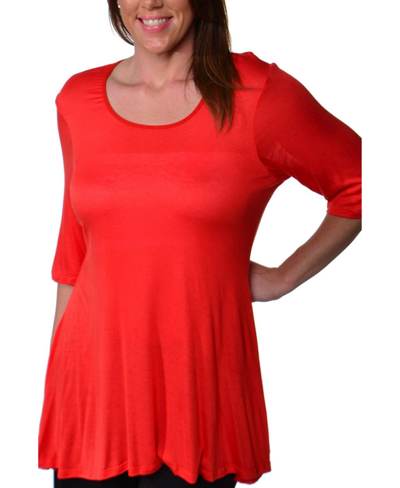24seven Comfort Apparel Plus Womens Scoop Neck Elbow Sleeve Tunic Top In Orange