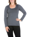 24seven Comfort Apparel Women's Plus Size Long Sleeves T-shirt In Gray