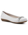 Cliffs By White Mountain Charmed Womens Faux Leather Slip On Ballet Flats In White