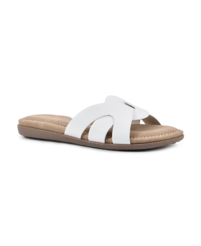Cliffs By White Mountain Fortunate Woven Sandal In White Burnished Smooth