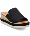 Toms Womens Black Heavy Canvas Diana Slip-on Canvas Wedge Sandals In Black
