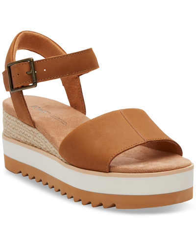 Toms Diana Wedge Sandal In Tan Leather