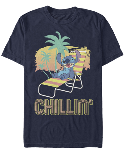 Fifth Sun Men's Lilo Stitch Stitch Chillin Short Sleeve T-shirt In Navy