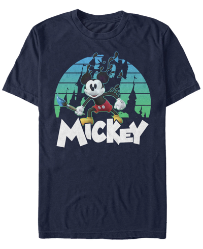 Fifth Sun Men's Epic Mickey Mickey Retro Sunset Short Sleeve T-shirt In Navy