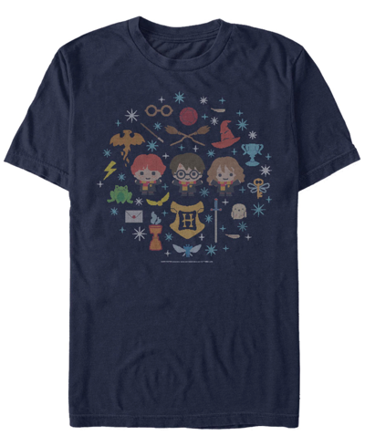 Fifth Sun Men's Needlepoint Friends Short Sleeve Crew T-shirt In Navy