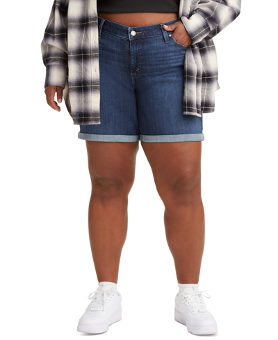 Levi's Trendy Plus Size Mid Length Denim Shorts In Lapis Smile