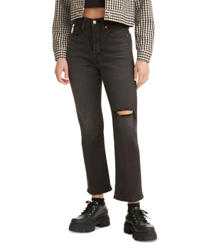 Levi's Women's Wedgie Straight-leg Cropped Jeans In Black