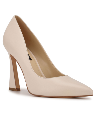 Nine West Women's Trendz Tapered Heel Pointy Toe Dress Pumps Women's Shoes In Light Natural Leather