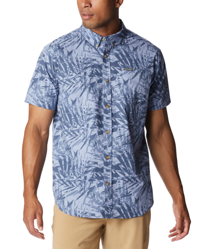 Columbia Men's Rapid Rivers Printed Short Sleeve Shirt In Bluestone Dye P