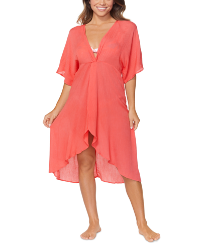 Raisins Juniors' Paradise High-low Dress Cover-up Women's Swimsuit In Pink