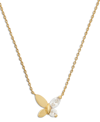 Kate Spade Gold-tone Crystal Social Butterfly Pendant Necklace, 16" + 3" Extender In Tan/beige