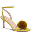 Kate Spade Amour Leather Pom Ankle-strap Sandals In Green