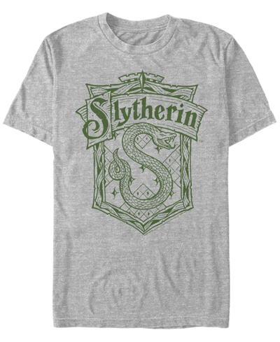 Fifth Sun Men's Slytherin Crest Short Sleeve Crew T-shirt In Athletic Heather