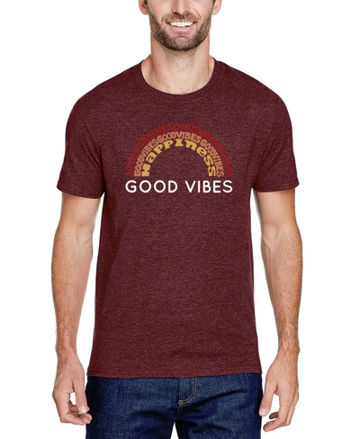 La Pop Art Men's Premium Blend Word Art Good Vibes T-shirt In Burgundy