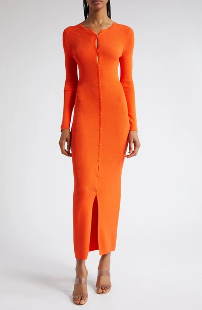 Mother Of All Ambra Long Sleeve Rib Jumper Dress In Orange