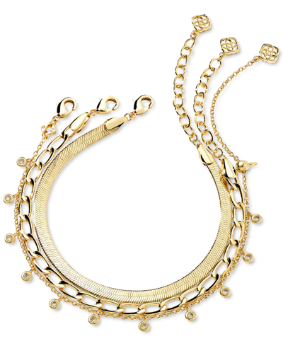 Kendra Scott Kassie Set Of 3 Chain Bracelets In Gold Metal