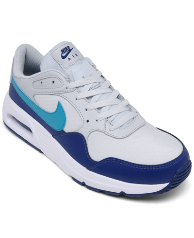 Nike Men's Air Max Sc Casual Sneakers From Finish Line In Pure Platinum/white/deep Royal Blue/blue Lightning