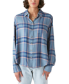Lucky Brand Women's Plaid Button-down Boyfriend Shirt In Blue