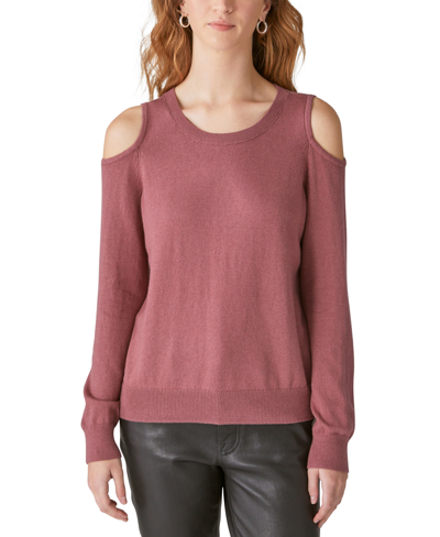 Lucky Brand Women's Cold-shoulder Long-sleeve Sweater In Rose Brown