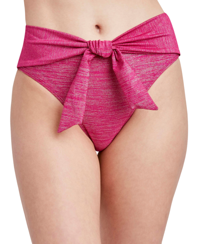Bcbgeneration Women's Stardust Tie-front Wrap Bikini Bottom In Berry