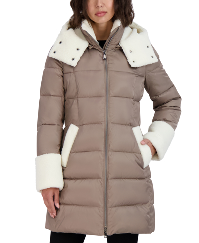 Tahari Tilly Womens Insulated Vgan Puffer Jacket In Tan/beige