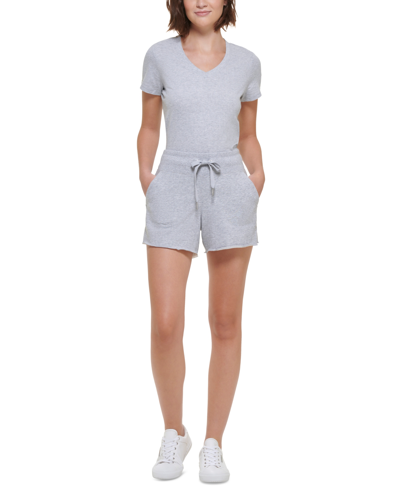 Calvin Klein Performance Women's Ribbed Waistband Shorts In Pearl Heather