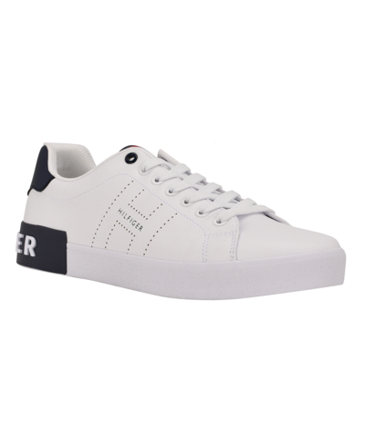 Tommy Hilfiger Men's Rezmon Lace Up Low Top With H Logo Sneakers In White