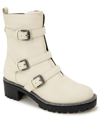 Kenneth Cole Reaction Women's Tate Biker Jewel Lug Sole Booties Women's Shoes In Tan/beige
