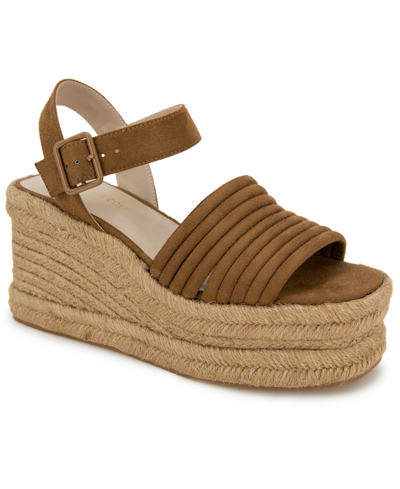 Kenneth Cole New York Women's Shelby Espadrille Platform Sandals Women's Shoes In Cognac Microsuede