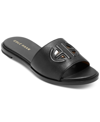 Cole Haan Flynn Logo Slide Sandal In Black Ltr
