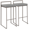 Lumisource Fuji Stackable Barstool Set Of 2 In Gray