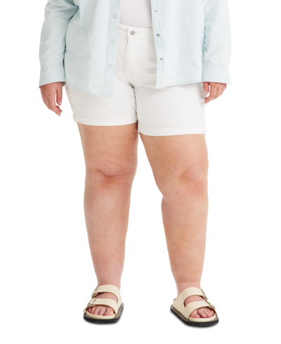 Levi's Trendy Plus Size Mid Length Denim Shorts In Chalk White