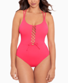 SKINNY DIPPERS JELLY BEANS SUGA BABE LACE UP FRONT TUMMY CONTROL ONE-PIECE SWIMSUIT WOMEN'S SWIMSUIT