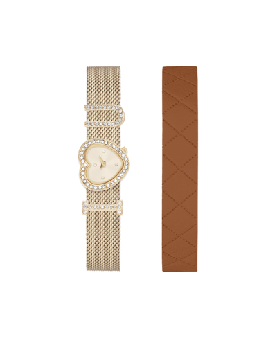Jessica Carlyle Women's Shiny Gold-tone Bracelet Analog Watch 21mm With Interchangeable Leather Strap